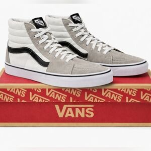 Vans Sk8-Hi  Size 7 Gray White Black High Top Sneakers Unisex  Suede Skate Shoes